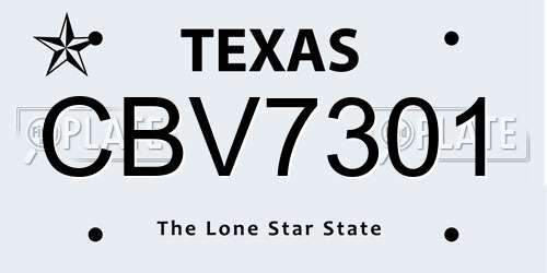 CBV7301 Texas License Plate