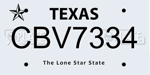 CBV7334 Texas License Plate