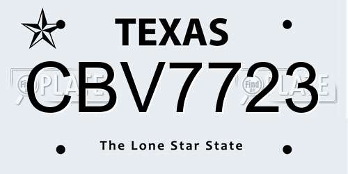 CBV7723 Texas License Plate