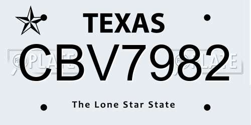 CBV7982 Texas License Plate