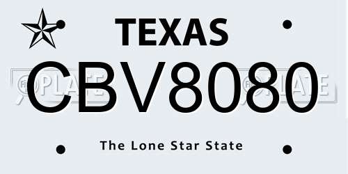CBV8080 Texas License Plate
