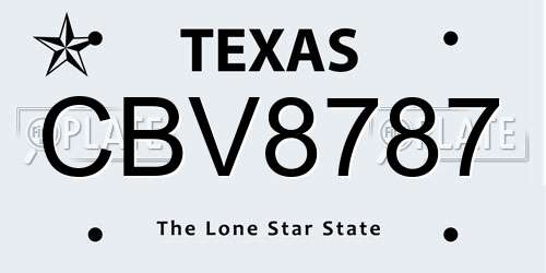 CBV8787 Texas License Plate