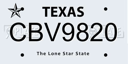 CBV9820 Texas License Plate