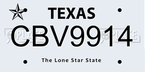 CBV9914 Texas License Plate