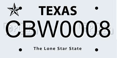 CBW0008 Texas License Plate