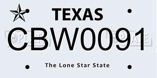 CBW0091 Texas License Plate