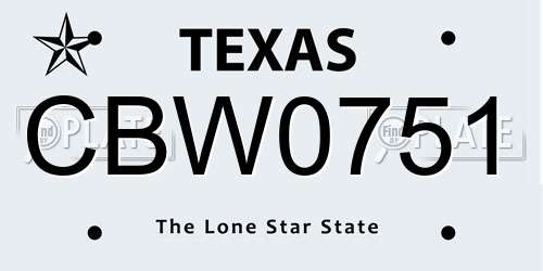 CBW0751 Texas License Plate