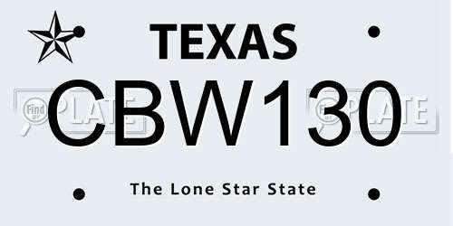 CBW130 Texas License Plate
