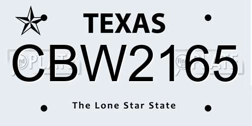 CBW2165 Texas License Plate