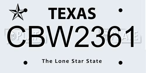 CBW2361 Texas License Plate