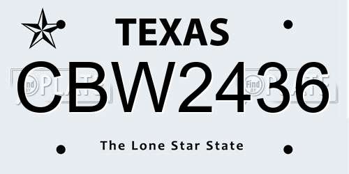 CBW2436 Texas License Plate
