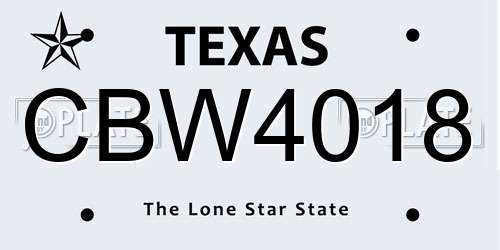 CBW4018 Texas License Plate