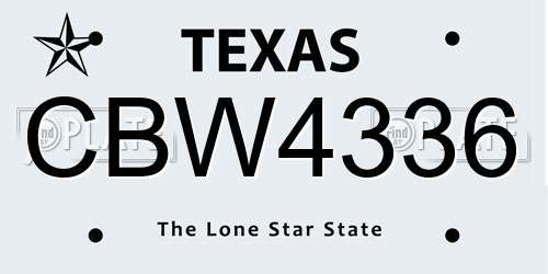CBW4336 Texas License Plate