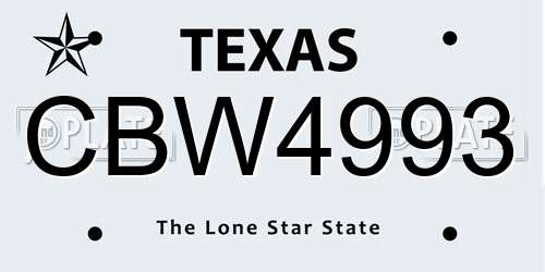 CBW4993 Texas License Plate