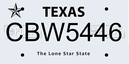CBW5446 Texas License Plate