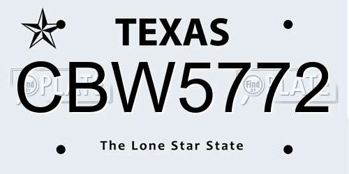 CBW5772 Texas License Plate
