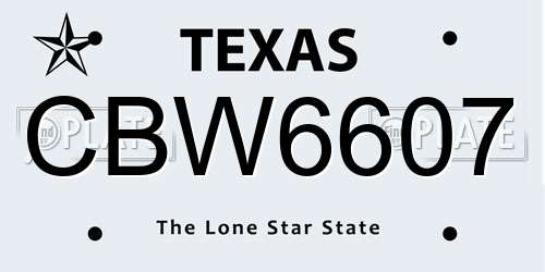 CBW6607 Texas License Plate