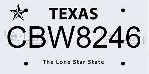 CBW8246 Texas License Plate