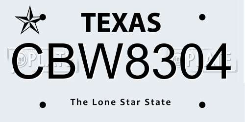 CBW8304 Texas License Plate