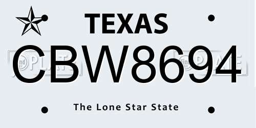 CBW8694 Texas License Plate