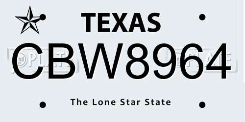 CBW8964 Texas License Plate