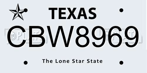 CBW8969 Texas License Plate