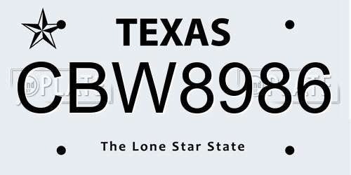 CBW8986 Texas License Plate