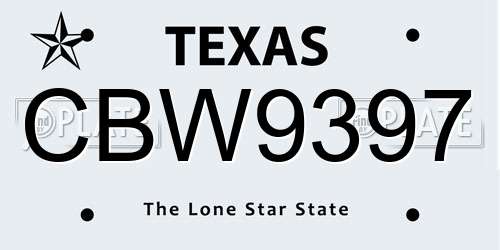 CBW9397 Texas License Plate