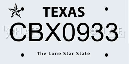 CBX0933 Texas License Plate