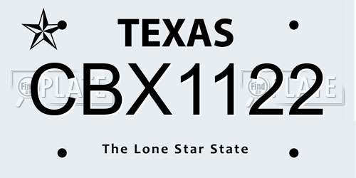CBX1122 Texas License Plate
