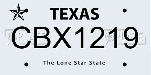 CBX1219 Texas License Plate