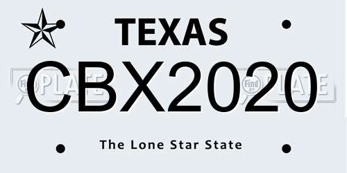 CBX2020 Texas License Plate