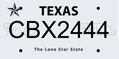 CBX2444 Texas License Plate