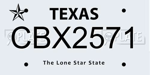 CBX2571 Texas License Plate
