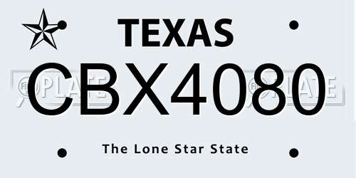 CBX4080 Texas License Plate