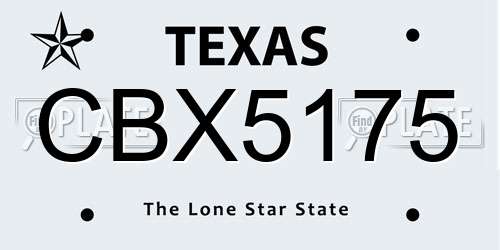 CBX5175 Texas License Plate
