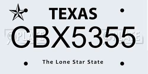 CBX5355 Texas License Plate