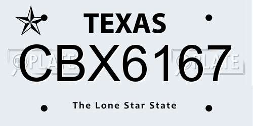CBX6167 Texas License Plate