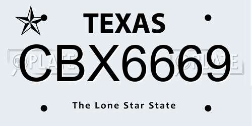 CBX6669 Texas License Plate