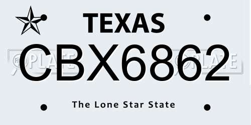 CBX6862 Texas License Plate