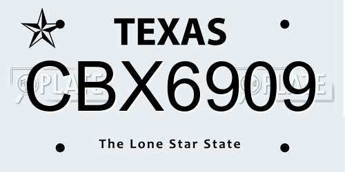 CBX6909 Texas License Plate