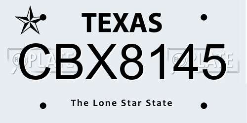 CBX8145 Texas License Plate