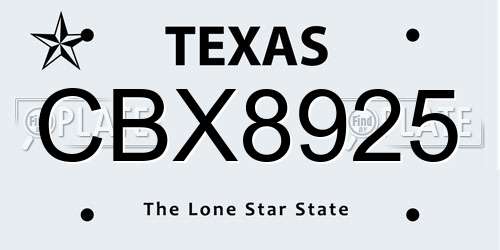 CBX8925 Texas License Plate