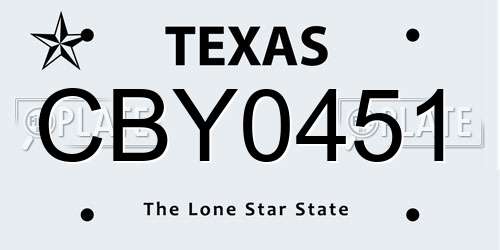 CBY0451 Texas License Plate