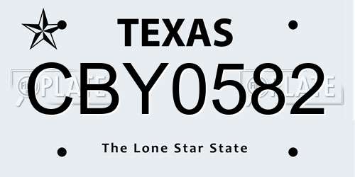 CBY0582 Texas License Plate