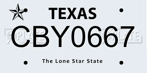 CBY0667 Texas License Plate