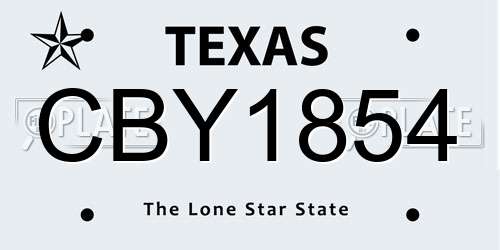 CBY1854 Texas License Plate