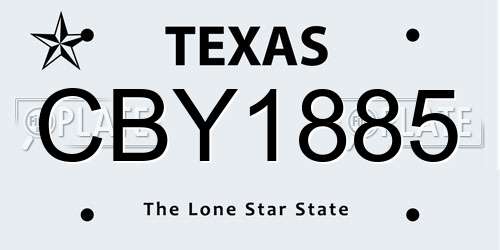 CBY1885 Texas License Plate
