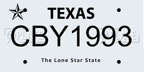 CBY1993 Texas License Plate
