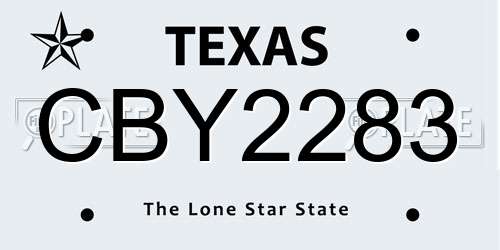 CBY2283 Texas License Plate